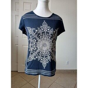 Blue Canyon Shirt Womens Large Black Y2K Gothic Grunge Dark Fairy Top Rhinestone